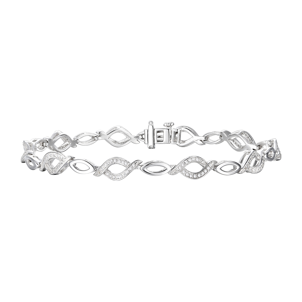 Diamond Marquise-Link Bracelet in Sterling Silver (3/8 ct. tw.)