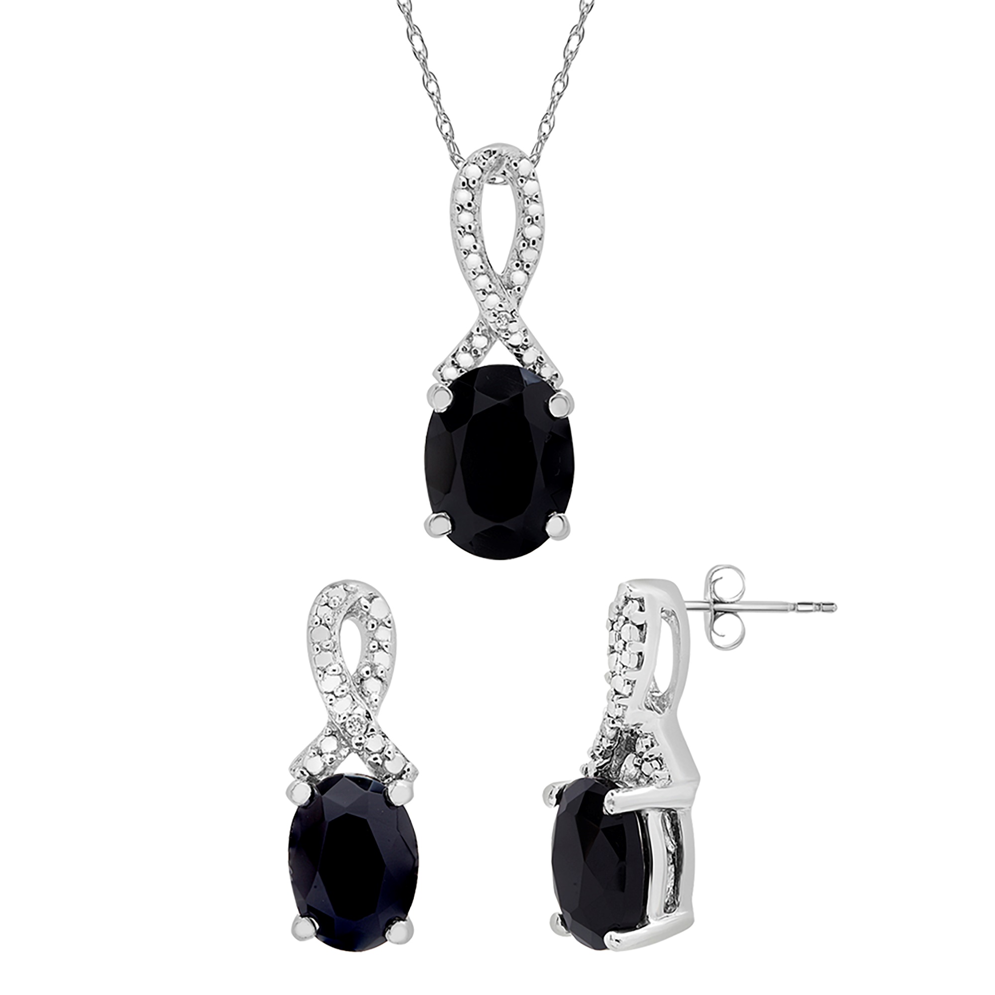 Ladies Black Onyx Heart Shape Sterling Silver Handmade Pendant and Earring deals Set with 20