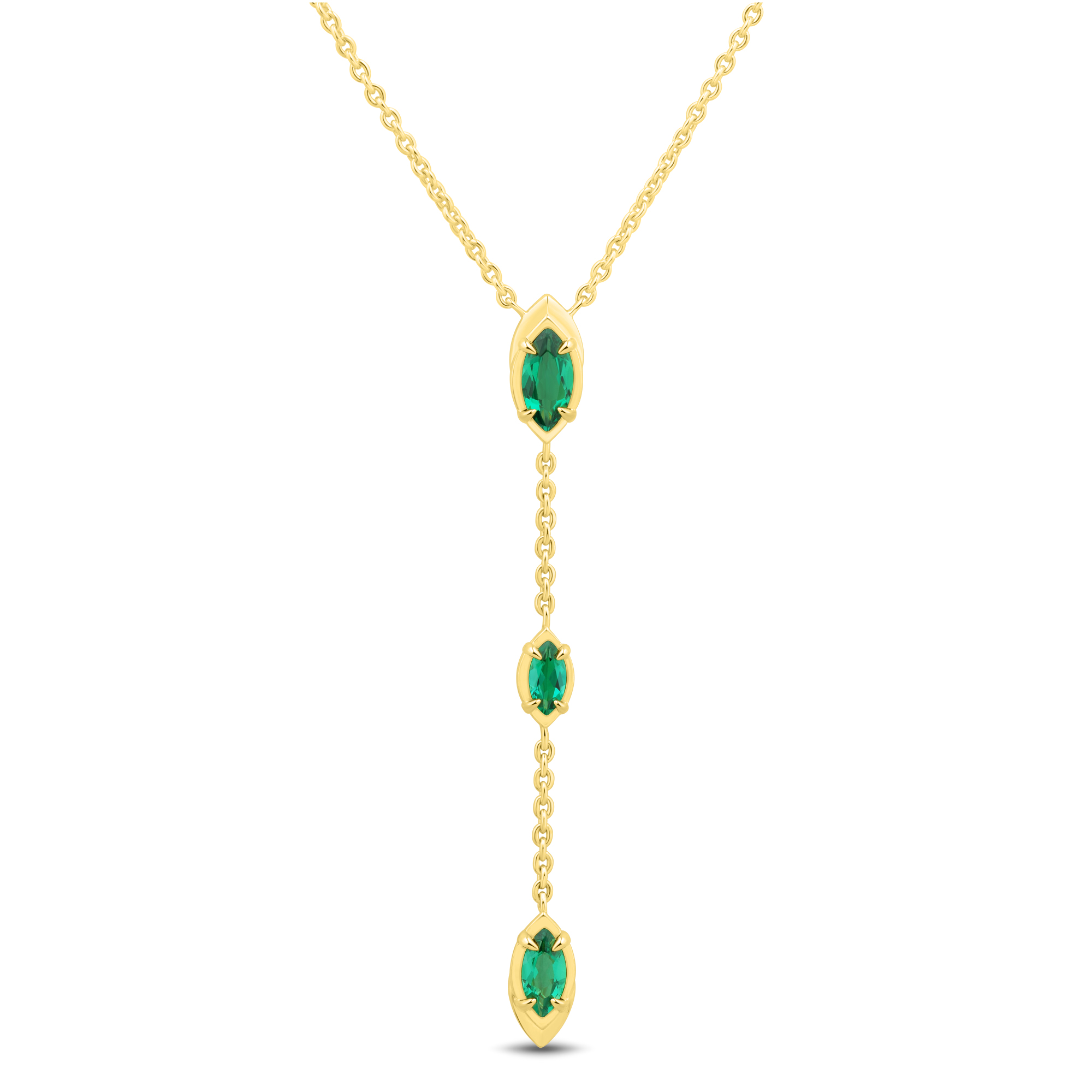 Scout & Lark Lab-Created Emerald Marquise-Cut Y Necklace