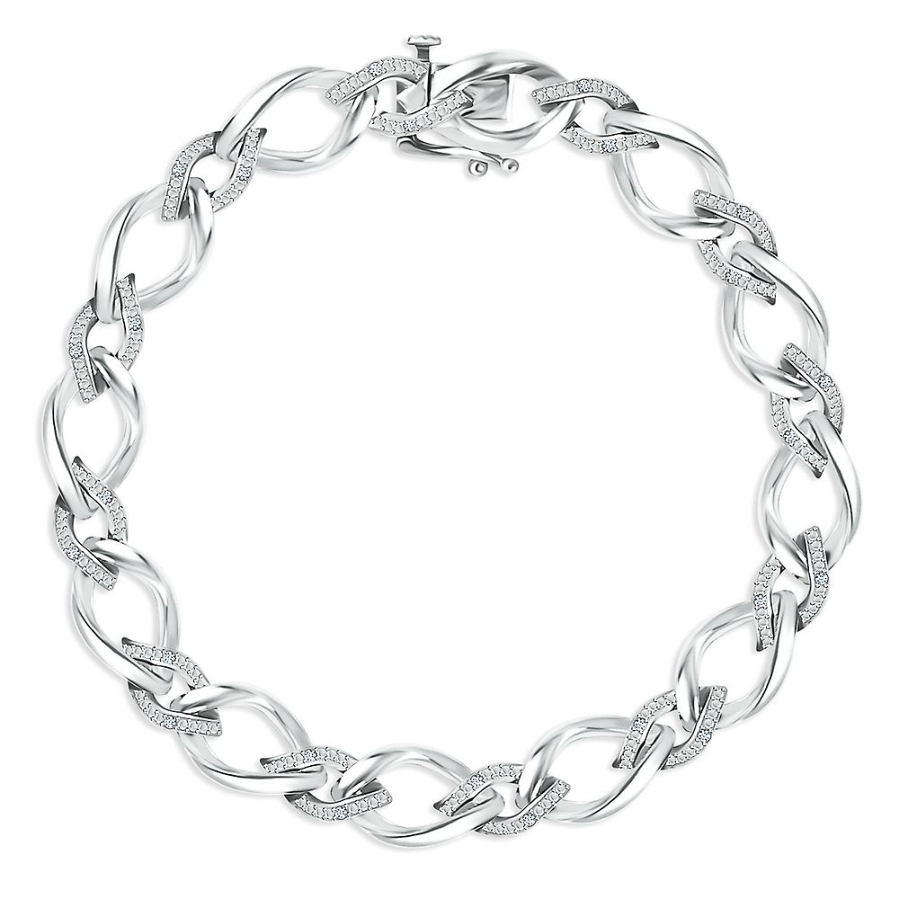 1 Ct. T.W. Diamond Square Curb Link Chain Bracelet