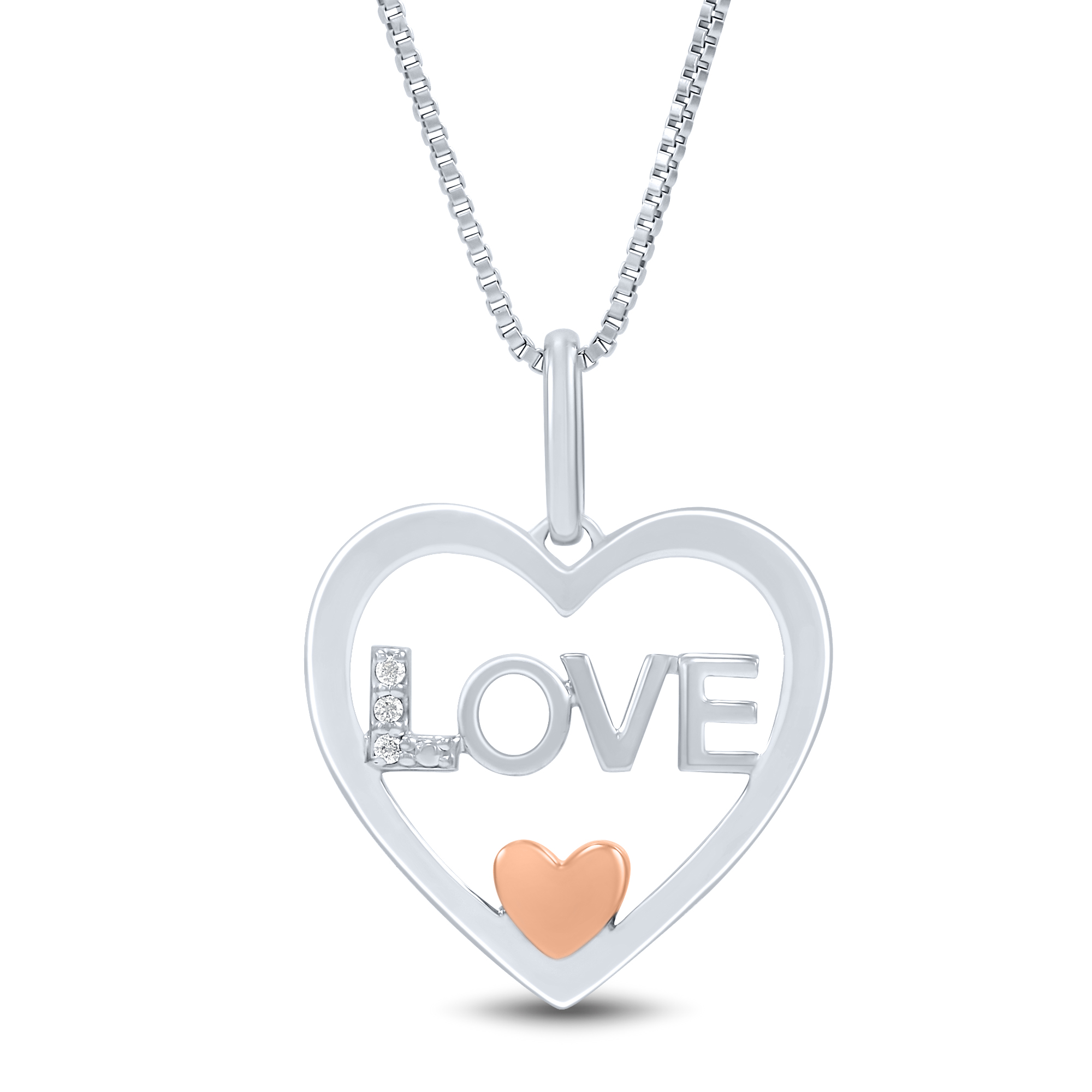 14K Rose Gold Over hotsell Silver Heart Pendant with diamonds