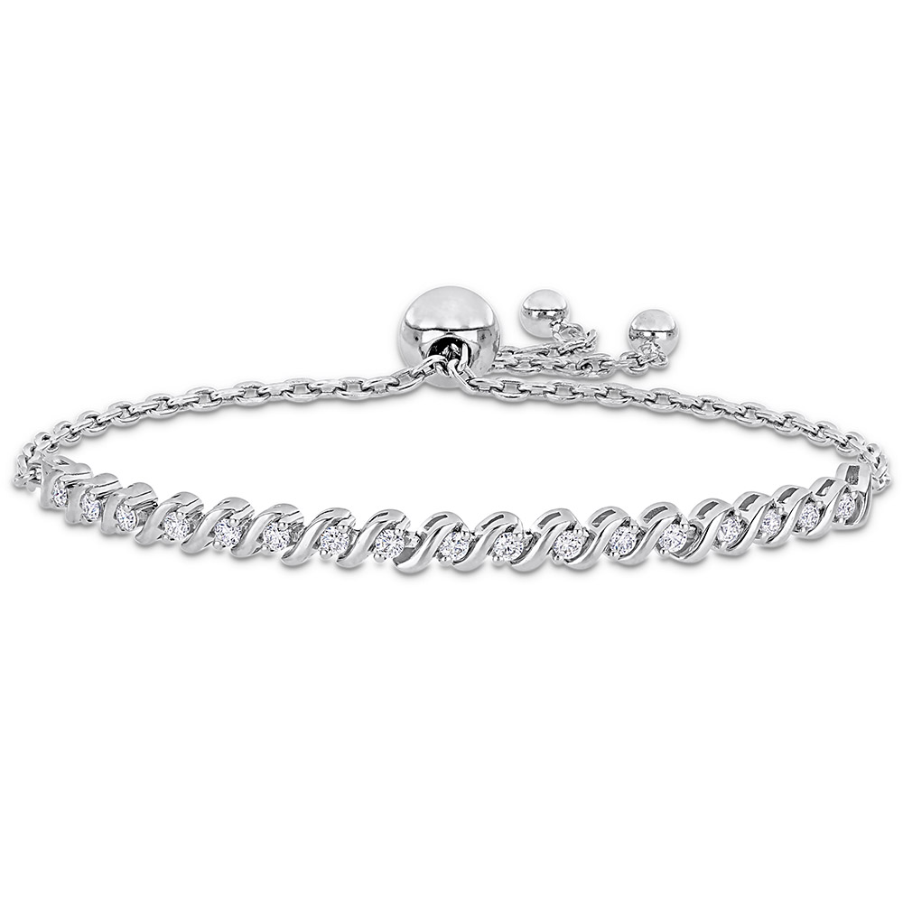 S-Link Moissanite Bolo Bracelet in Sterling Silver