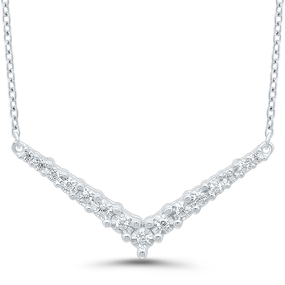14K Yellow Gold 1/2 cttw Diamond V-Shape Pendant Necklace (I-J, I1