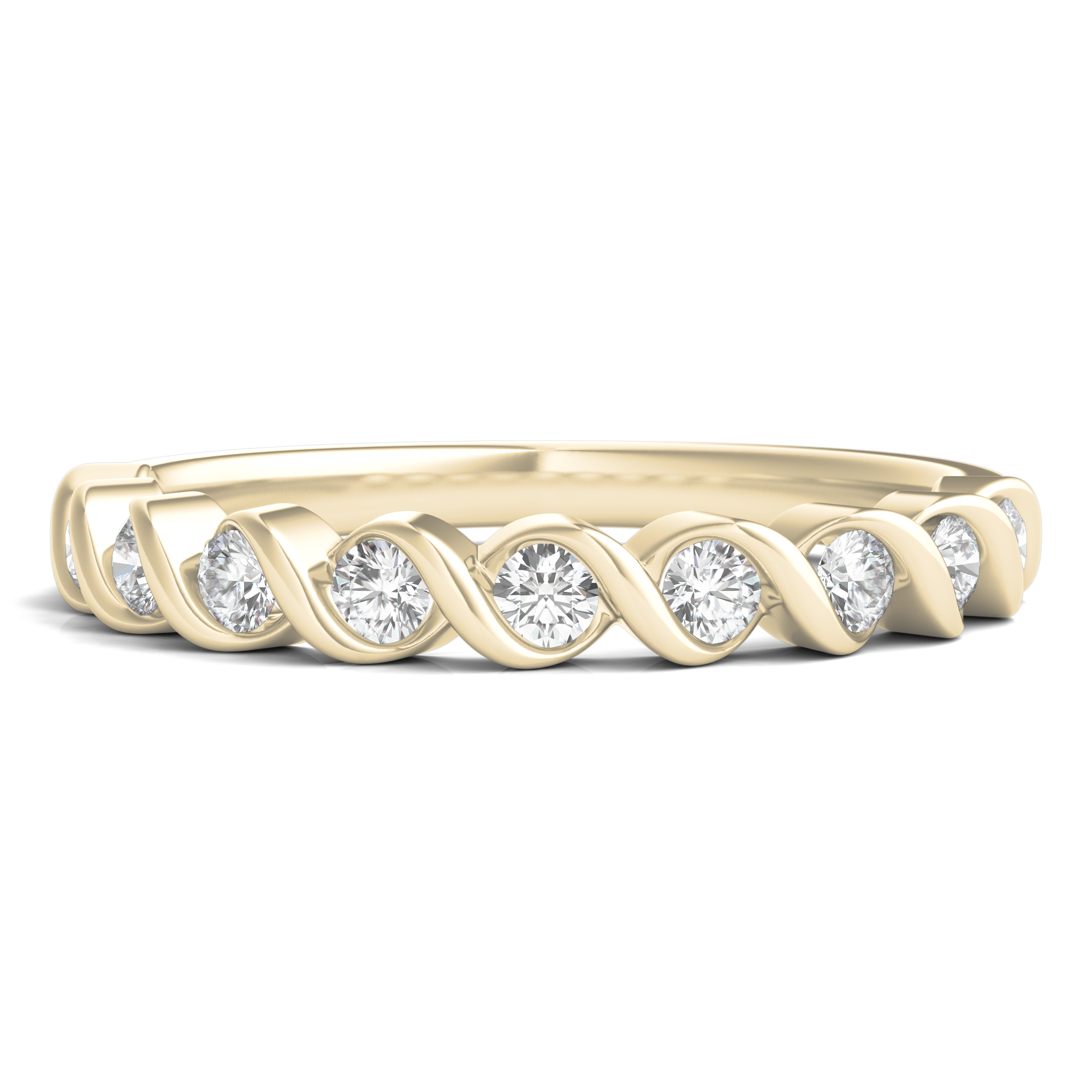 Diamond Twist Stack Wedding Band In 14K Yellow Gold   2656600 