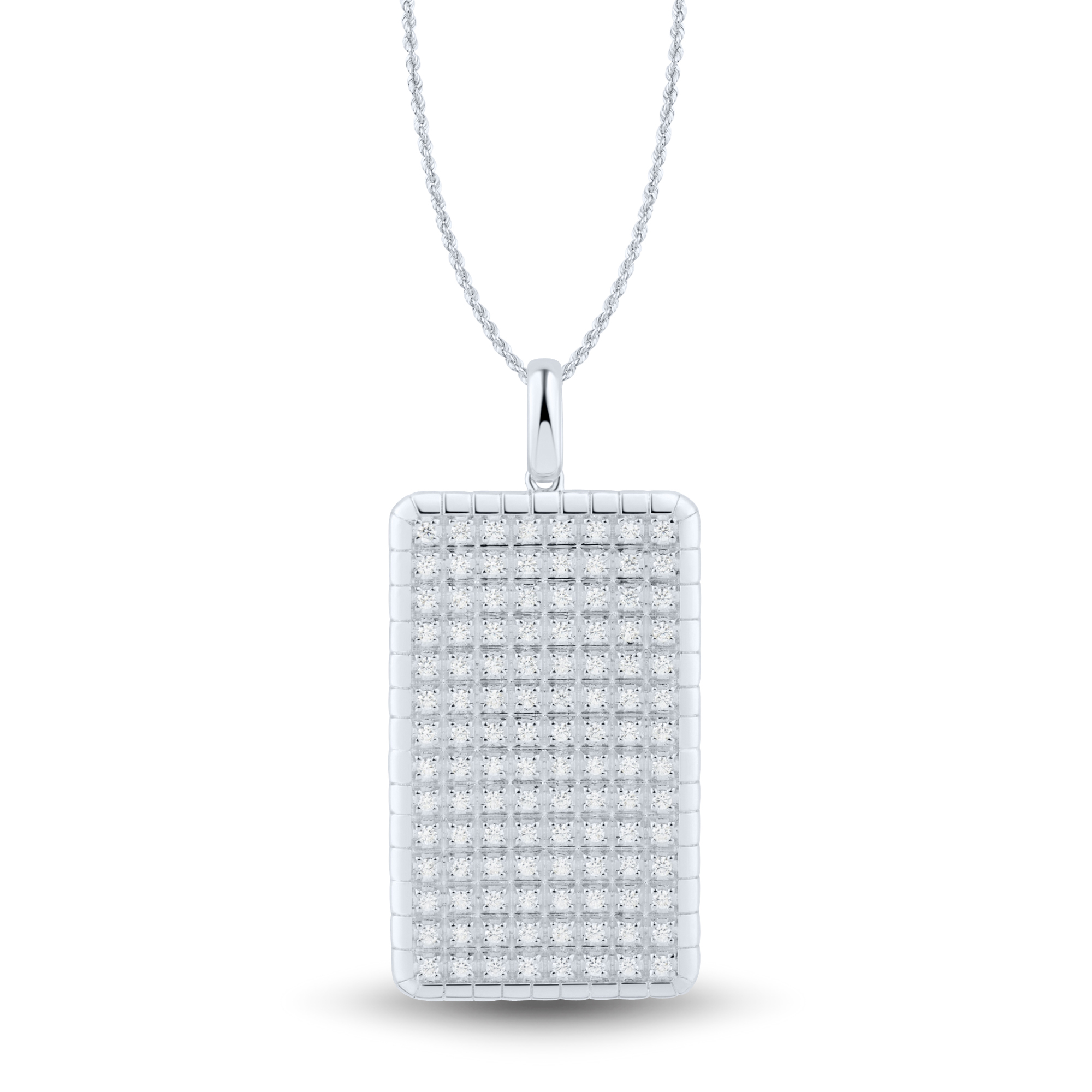 Men's 1/10 CT. T.W. Black Diamond Dog Tag Pendant in Stainless Steel and  Carbon Fiber with Black IP - 24