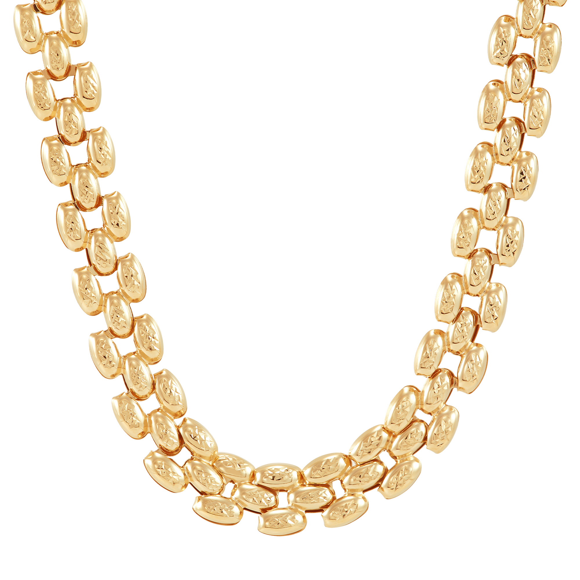 Polished Diamond-Cut Stampato Panther Chain | 14K Yellow Gold, Necklace | Size 18 | Helzberg Diamonds