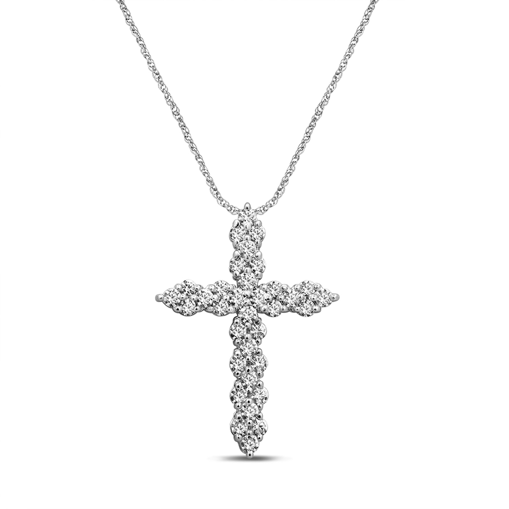 1/2 ct. tw. Diamond Gothic Cross Pendant in 10K White Gold | Helzberg ...