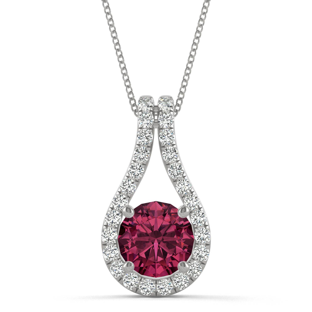 Lab-Created Ruby Necklace Heart-Shaped 10K White Gold