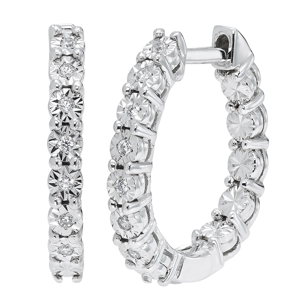 Diamond Hoop Earrings in Sterling Silver | Helzberg Diamonds