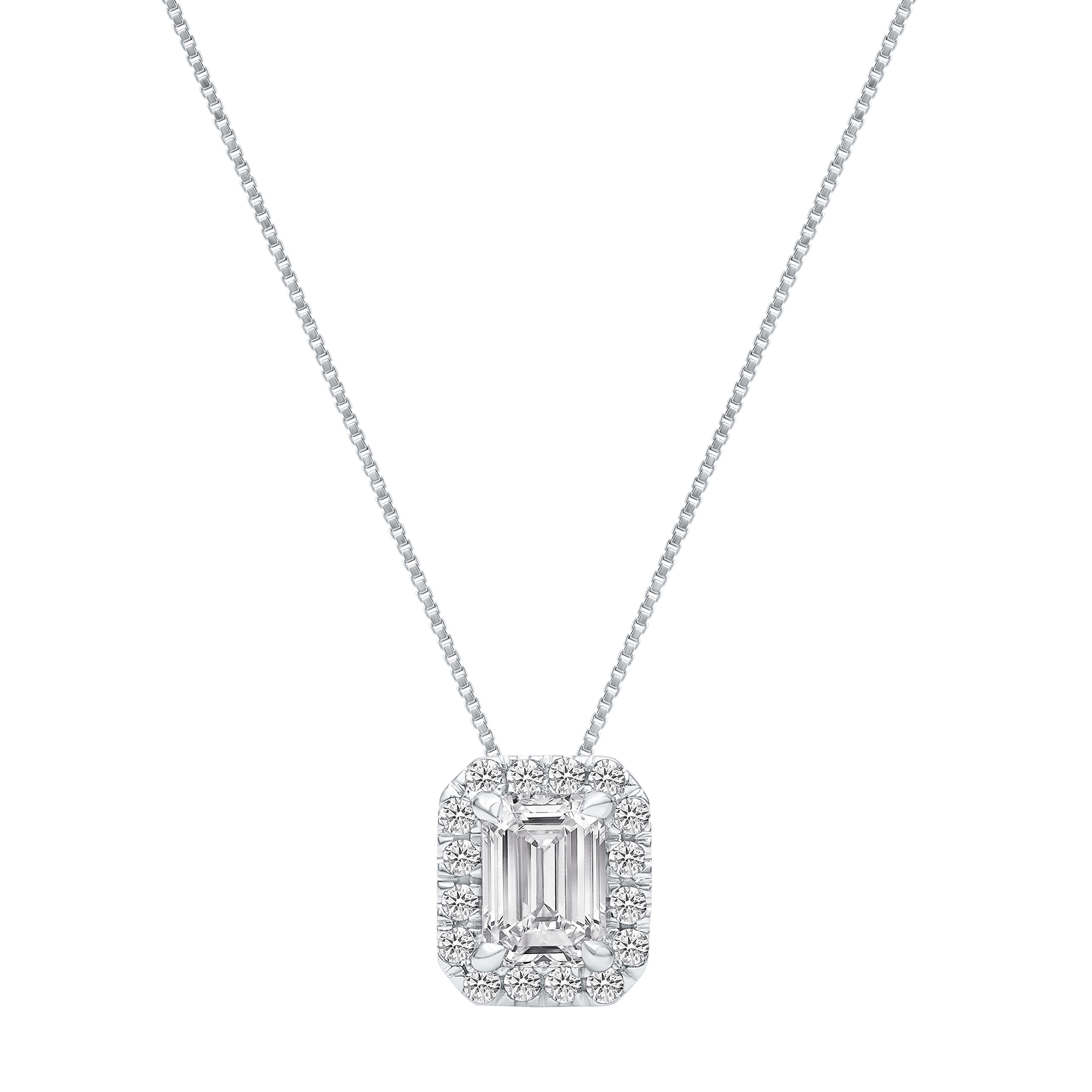 Light Heart® Lab Grown Diamond Halo Pendant in 14K White Gold