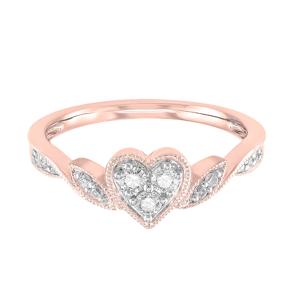 Heart Cluster Diamond Ring in 10K Rose Gold (1/5 ct. tw.)