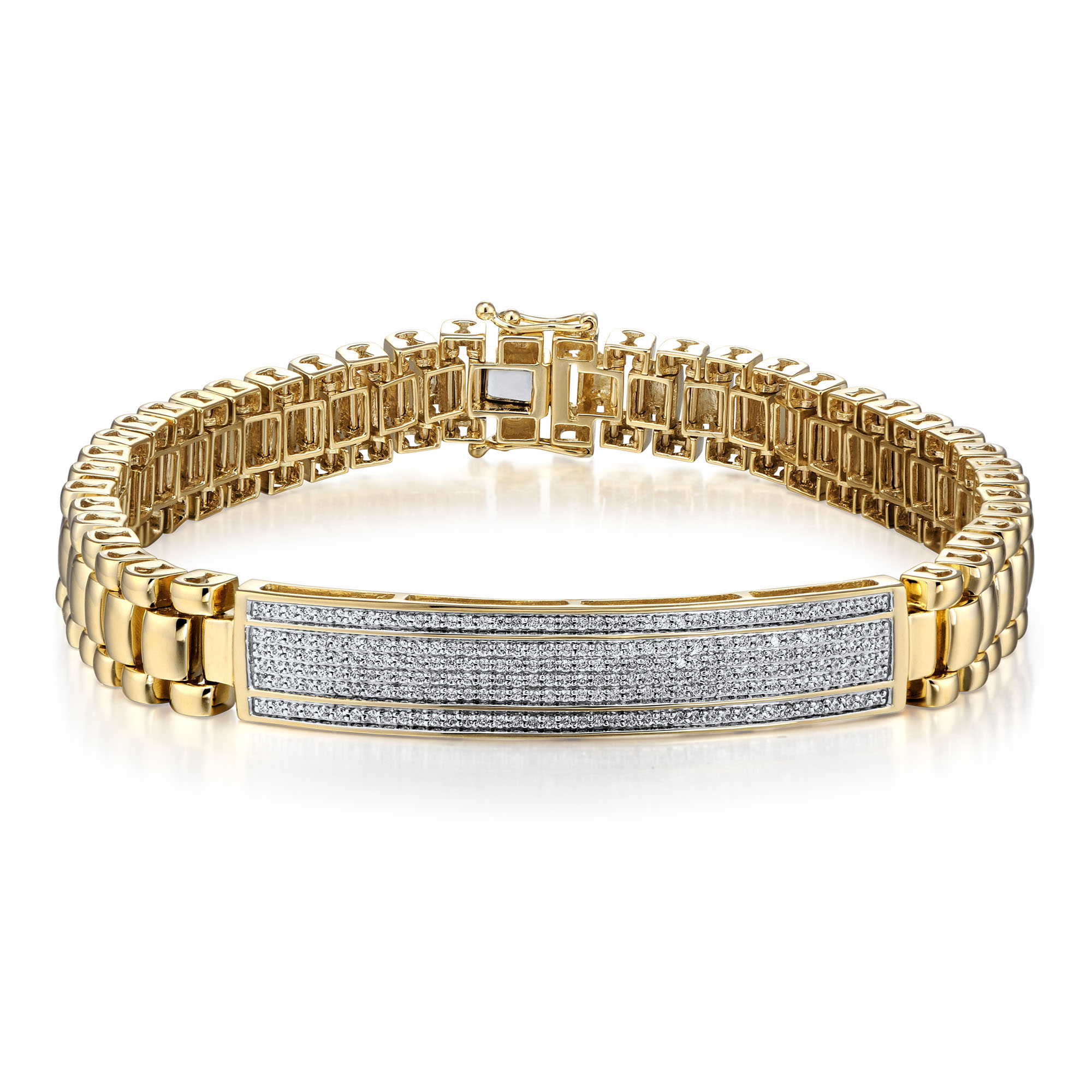 Bracelet thread plated yellow gold, diamonds