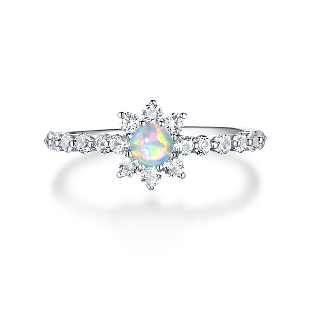 Lab Created Opal & White Sapphire Stack Ring in Sterling Silver ...