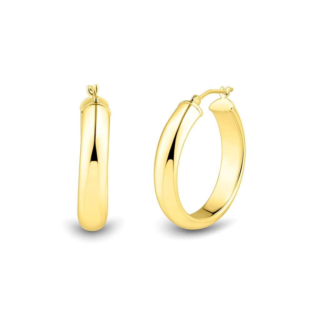 Half Round Hoop Earrings in 14K Yellow Gold | Helzberg Diamonds