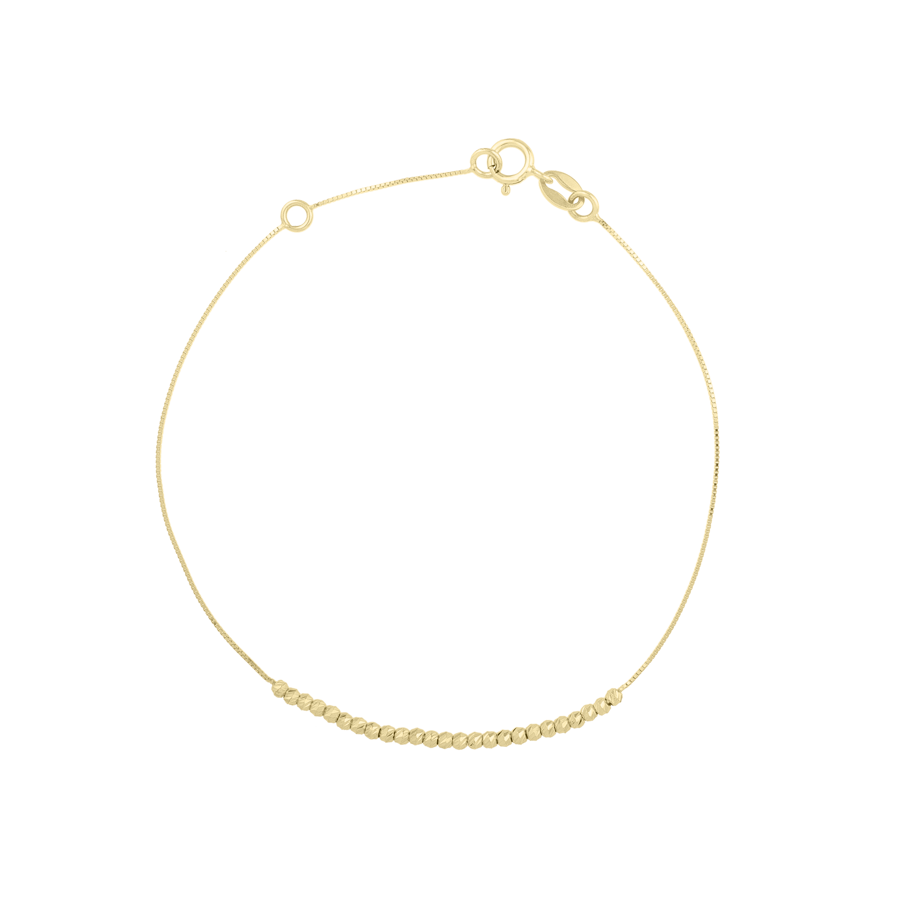 Polished Faceted Bead Bracelet in 14K Yellow Gold