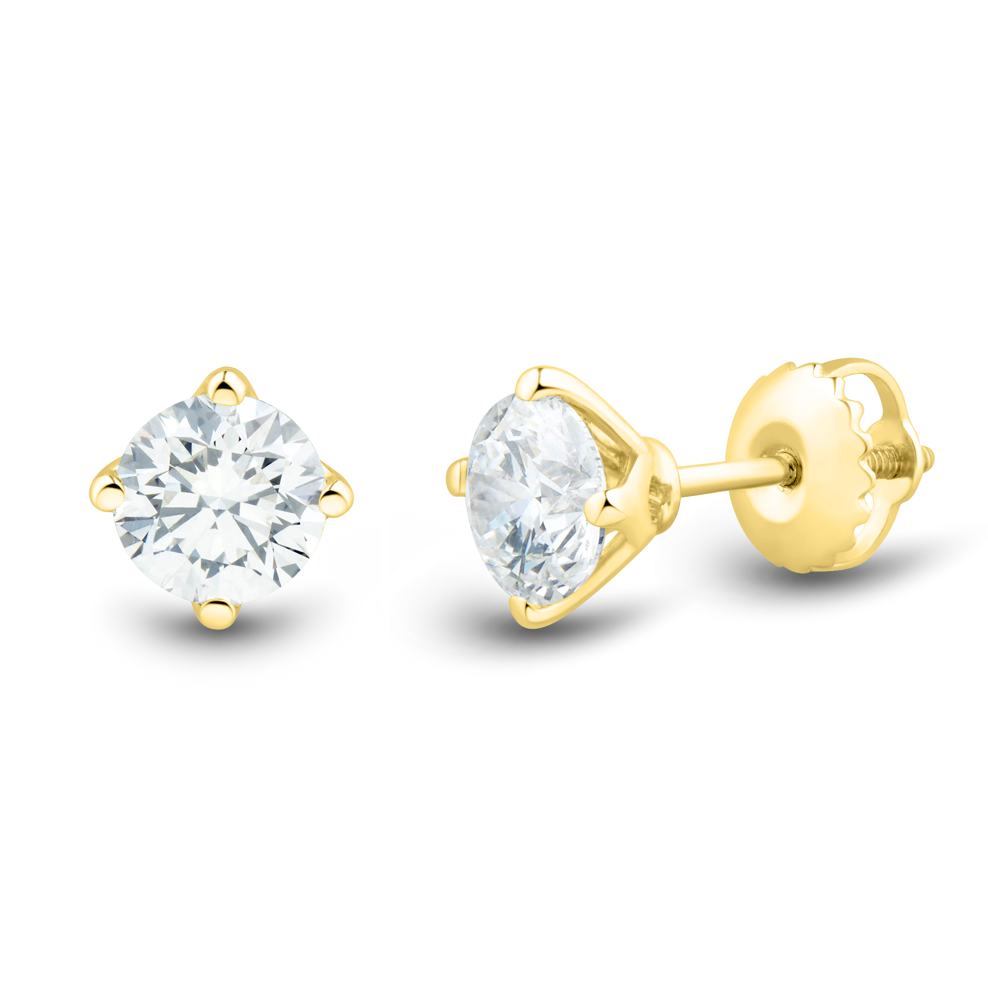 4 Carat Lab Grown Diamond Stud Earrings, Lab Created Diamond Earrings Two  Carat Each, 14k Solid Yellow Gold, Martini Lab Diamond Studs