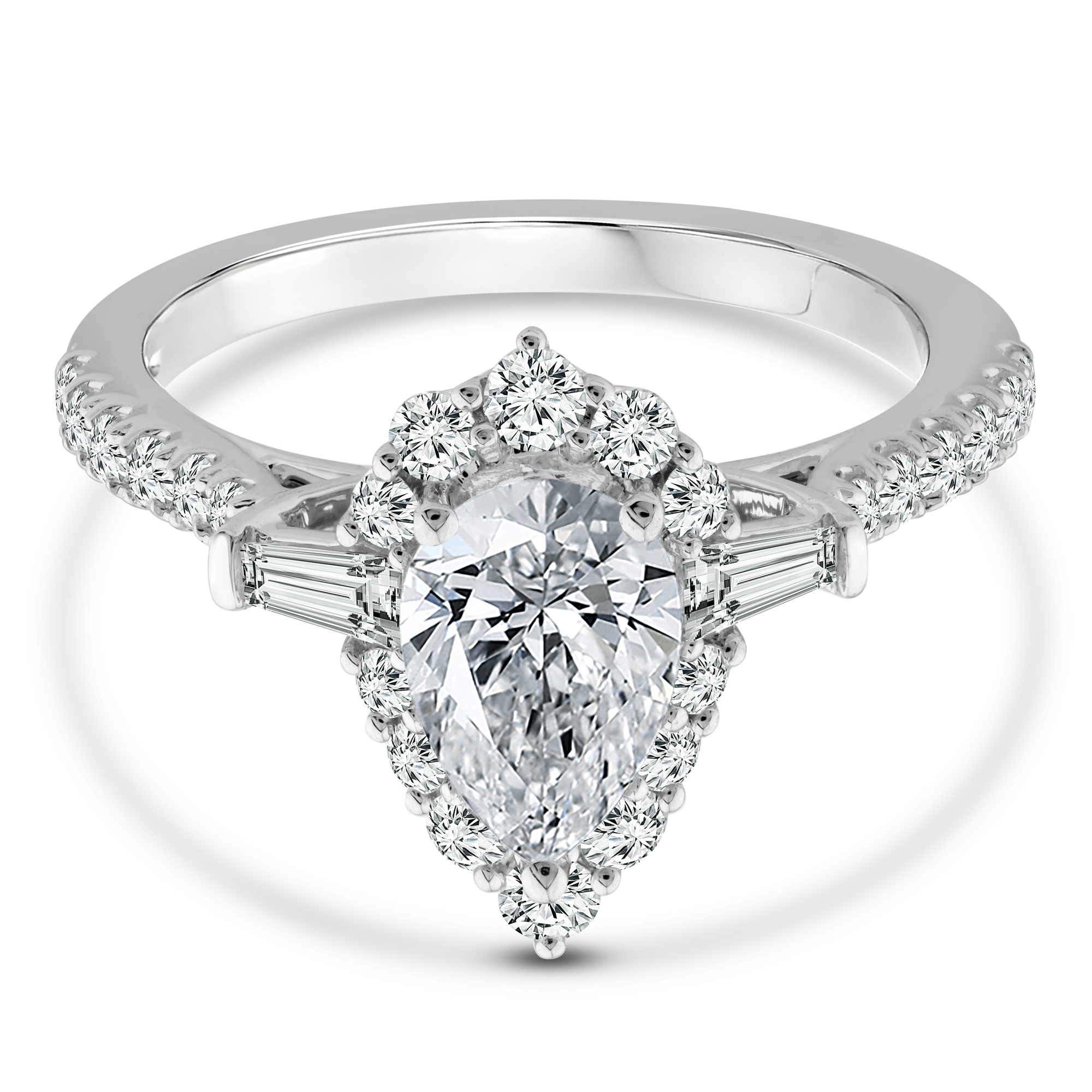 Pear Shaped Diamond Ring, Pear Lab Grown Diamond Halo Engagement Ring