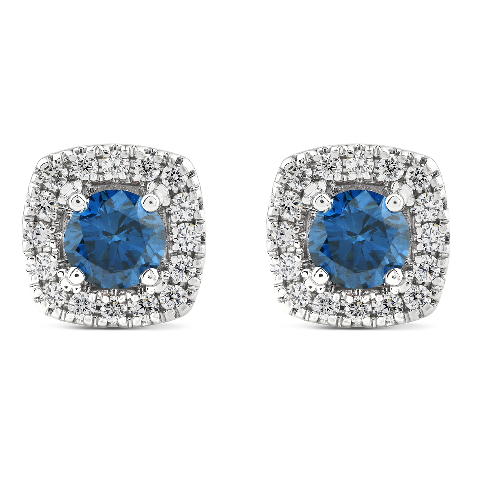 Lab Grown Blue and White Diamond Earrings