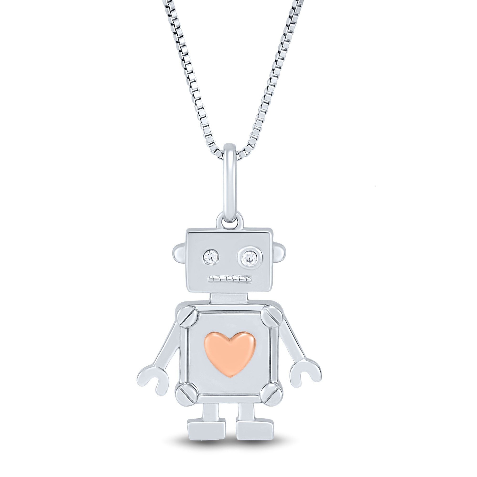 I Am Loved Robot Pendant with Diamond Accents