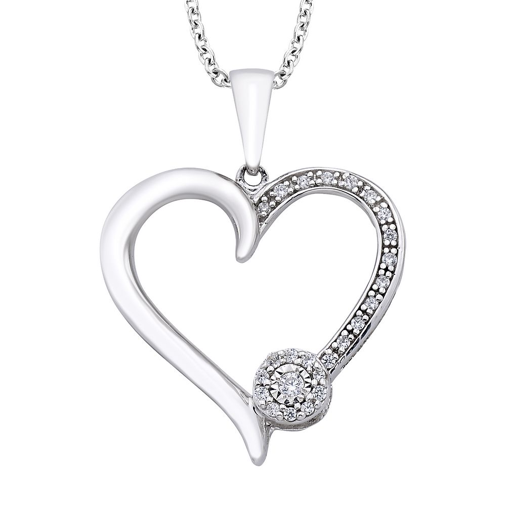 1/10 ct. tw. Diamond Heart Pendant in Sterling Silver | Helzberg Diamonds