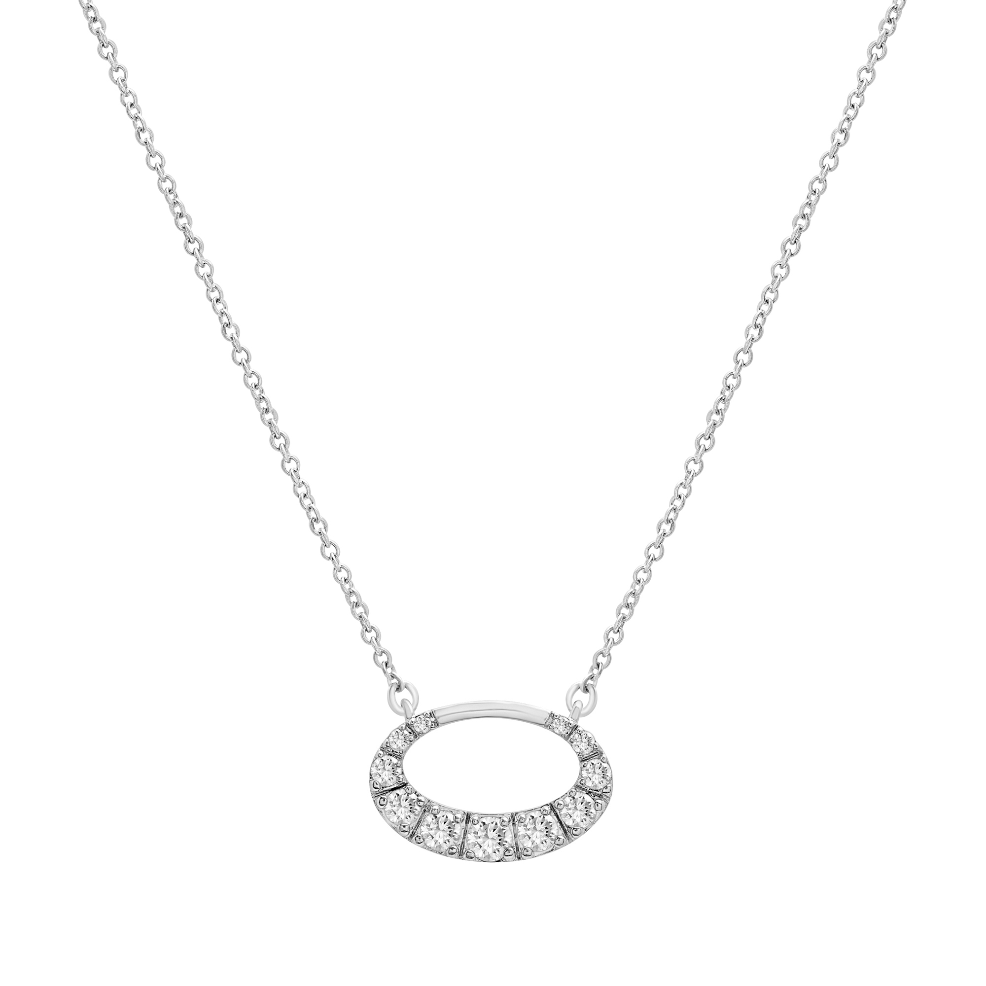 Graduated Oval Diamond Necklace in 10K White Gold (1/3 ct. tw.)