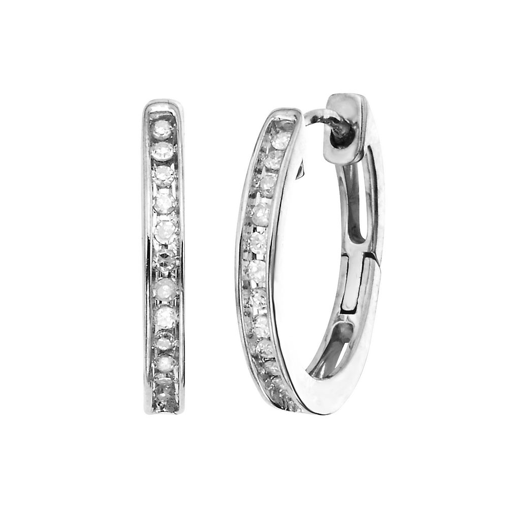 Hewlett Jewelers - 1.25 ct. diamond and 14K white gold hoop earrings