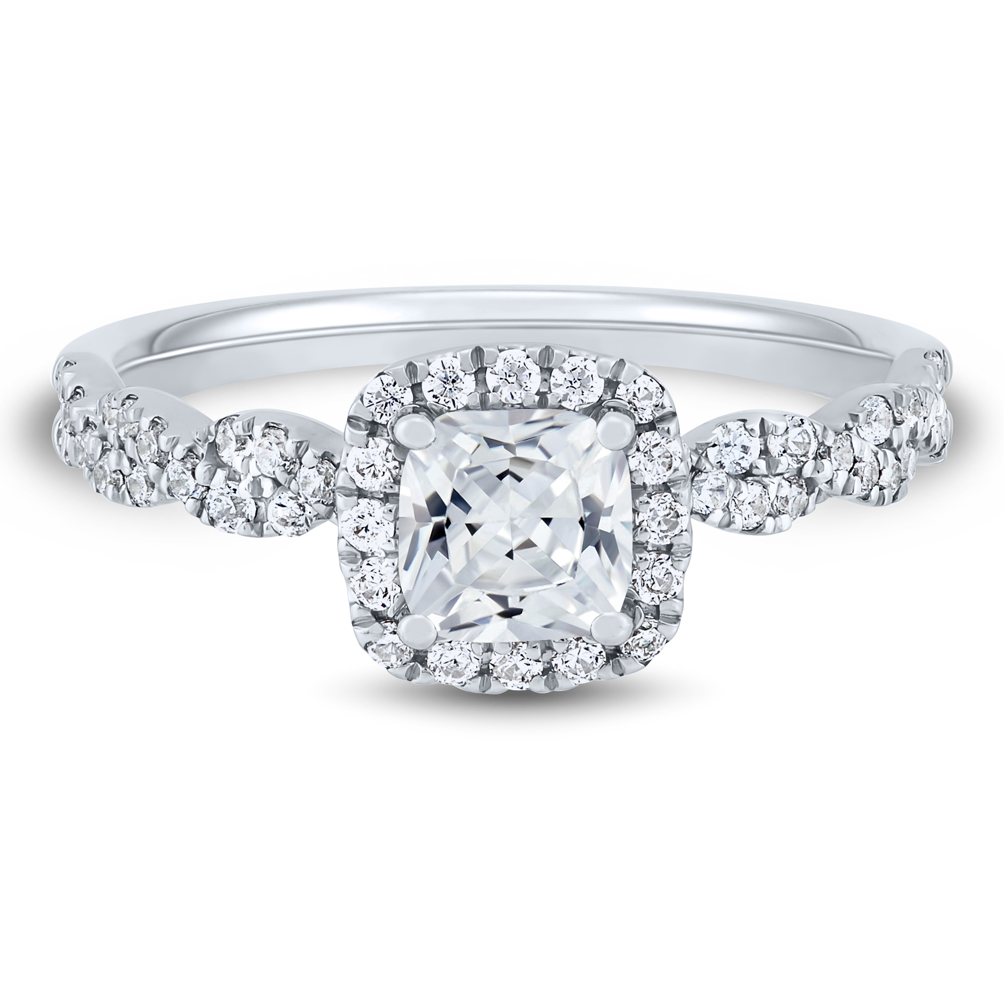 Helzberg Signature Cushion-Cut Diamond Halo Engagement Ring in 14K ...