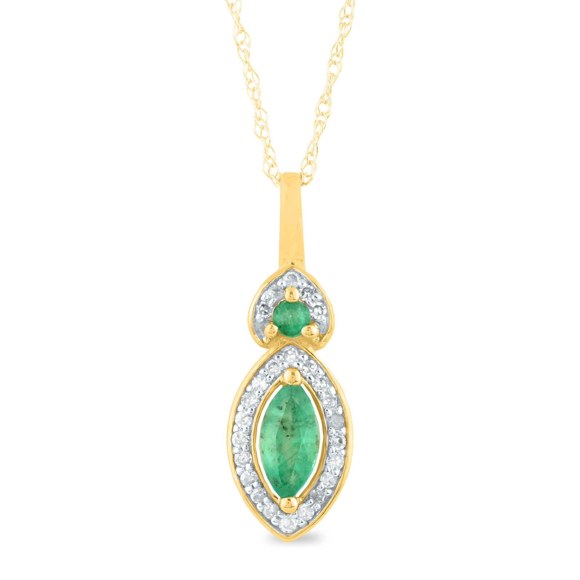 Gemstone and Diamond Accent Marquise Halo Pendant