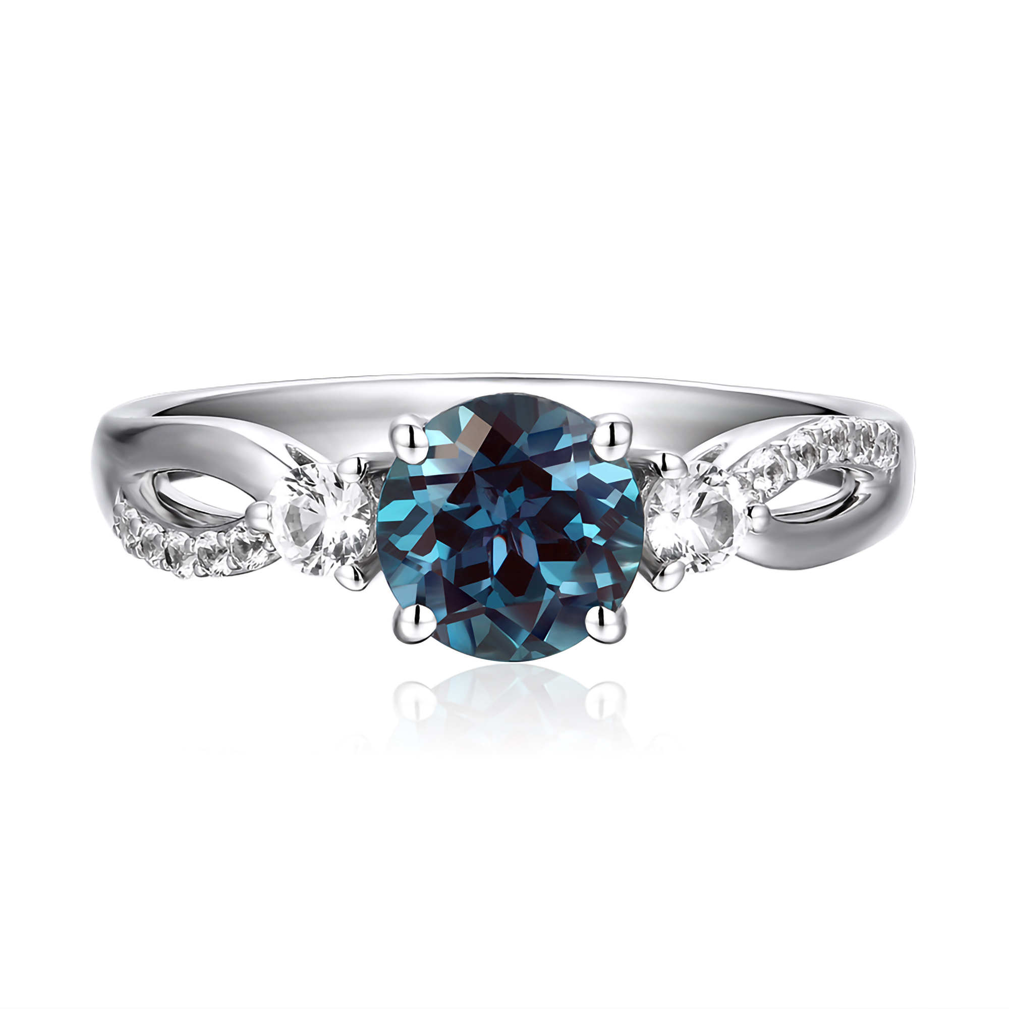 Lab Created Alexandrite & White Sapphire Ring in Sterling Silver ...