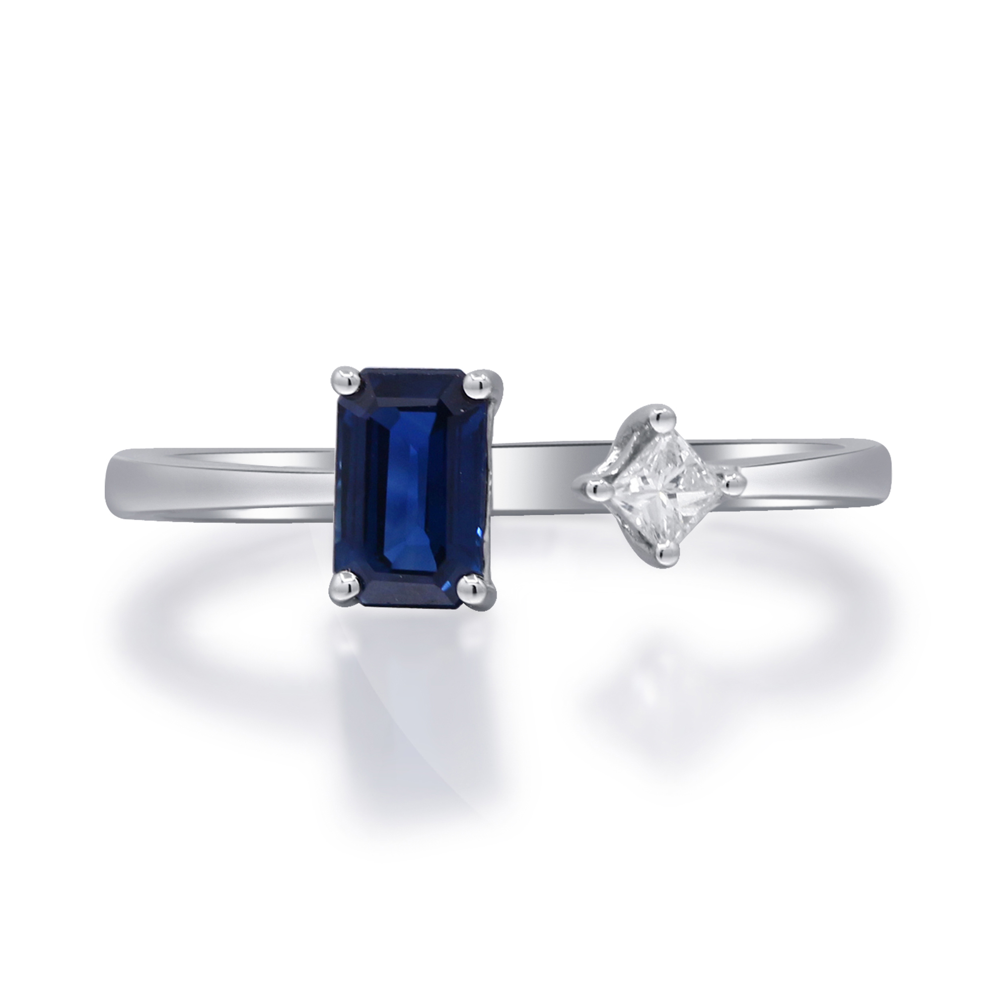 Blue Sapphire and Diamond Accent Ring in 10K White Gold