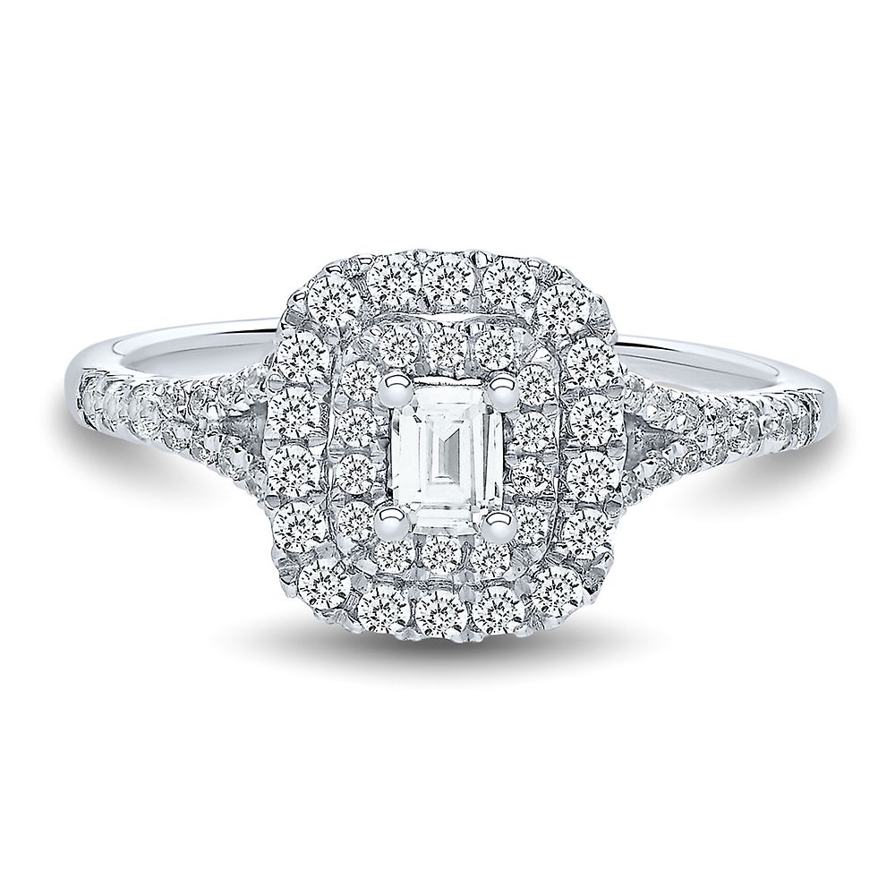 1/2 Ct. Tw. Diamond Halo Engagement Ring In 14K White Gold | Helzberg ...