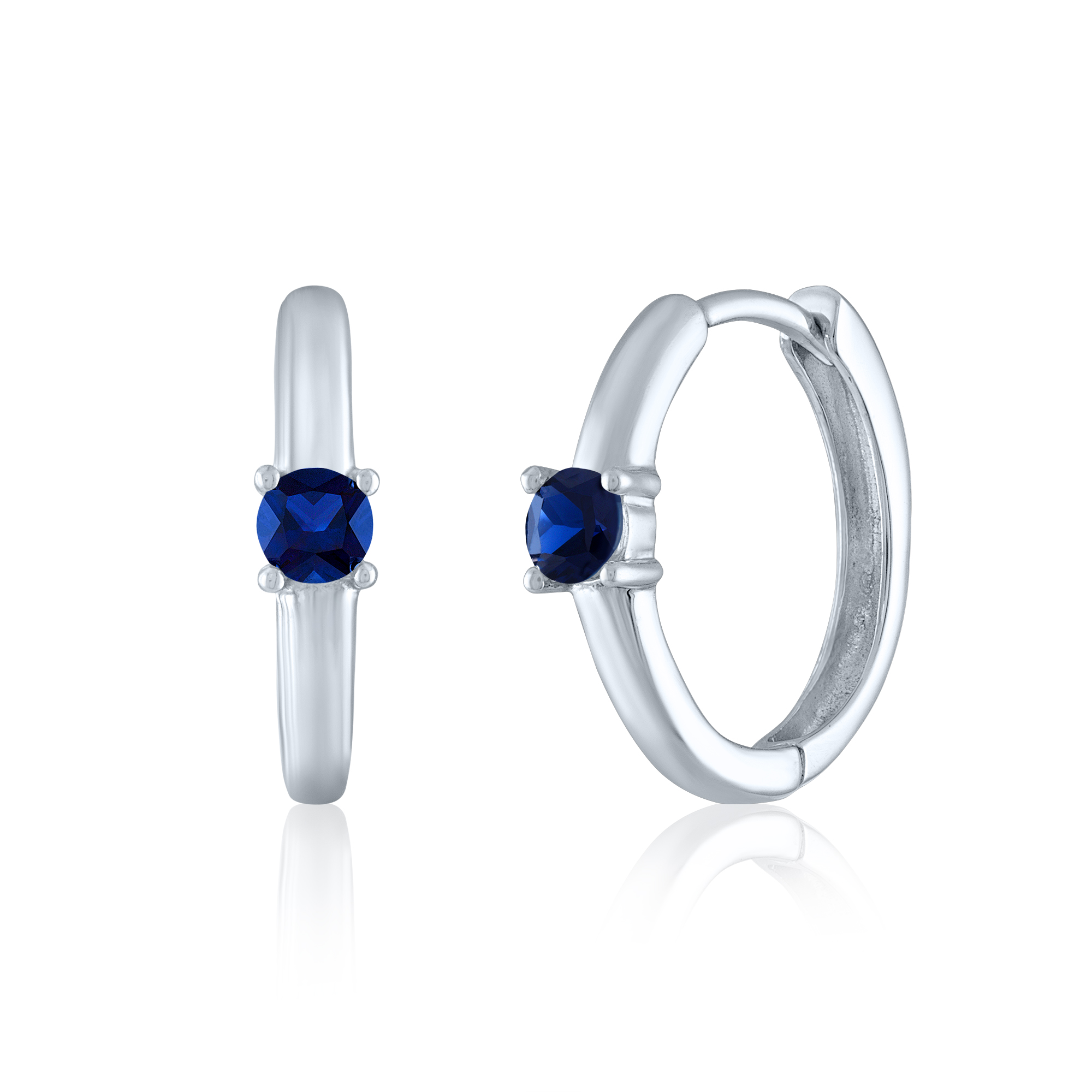 Blue Sapphire Hoop Earrings In 10K White Gold   2649167 