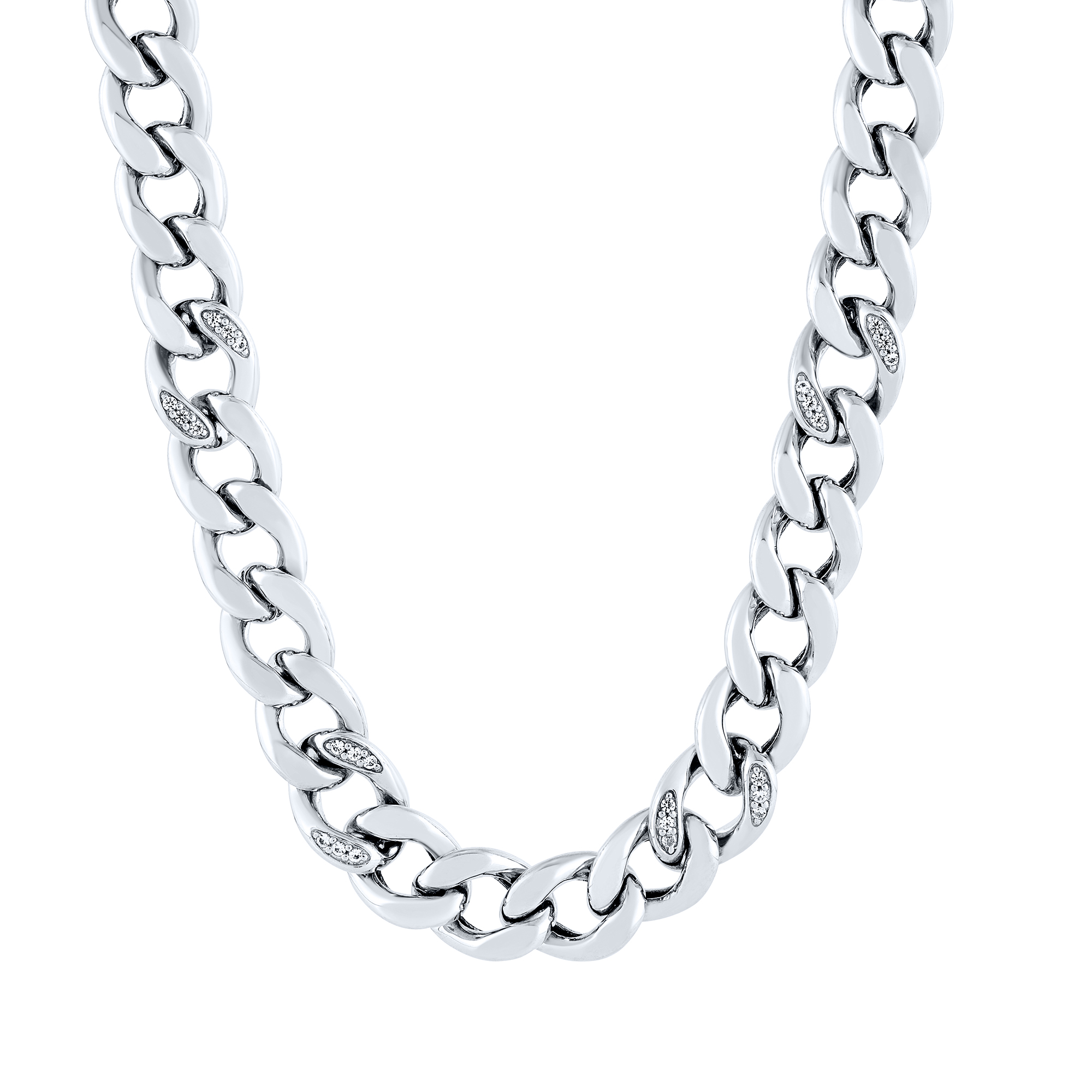 Lab-Created White Sapphire Chain Link Necklace | Sterling Silver | Size 17 | Helzberg Diamonds