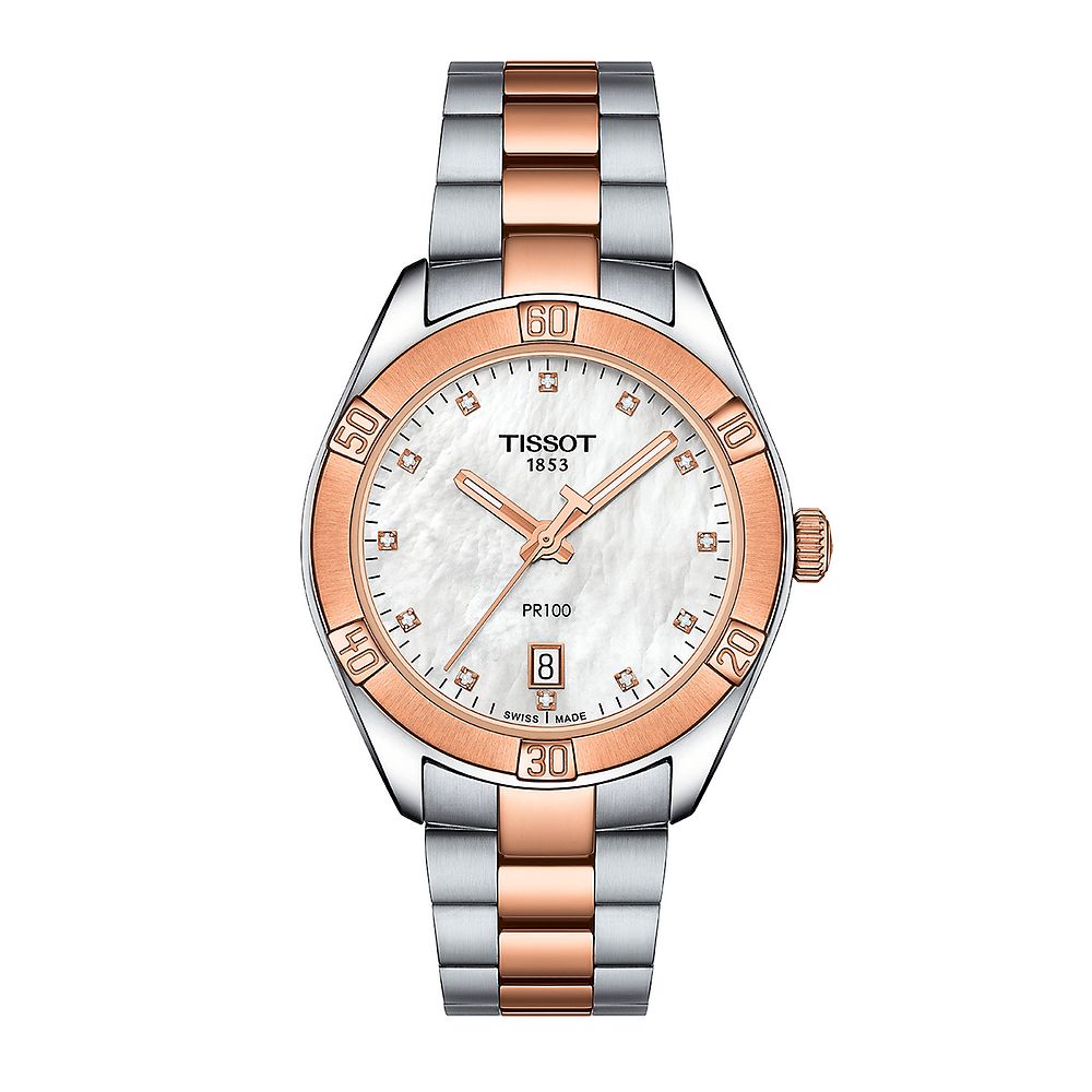 Tissot PR100 Sport Chic Diamond Women s Two Tone Watch 36mm