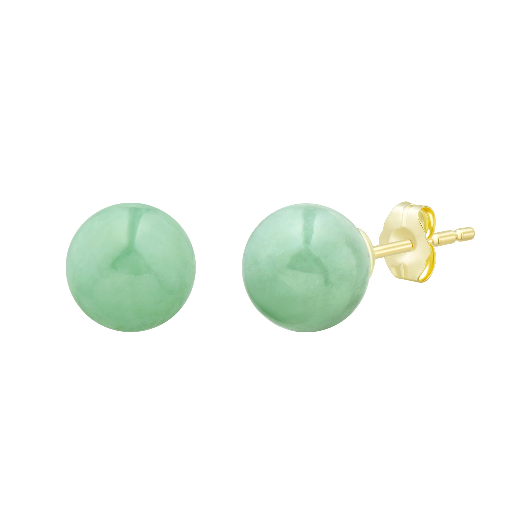 Vintage 14k solid YG gold sold Natural Jade cabochon stud posted Earrings