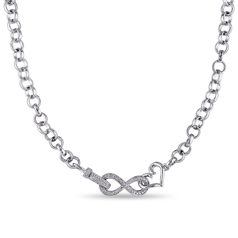 Diamond Infinity Heart Necklace in Sterling Silver 1/10 ct.