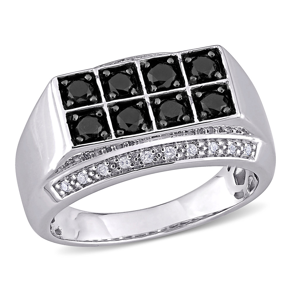 Men’s Black & White Diamond Ring in Sterling Silver