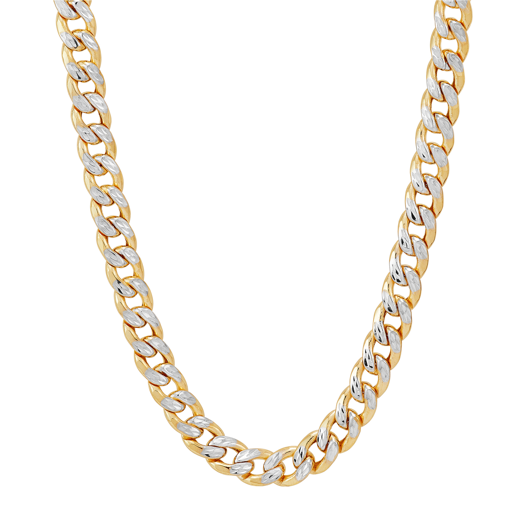Diamond-Cut Cuban Link Chain | 14K Yellow & White Gold, Necklace | Size 24 | Helzberg Diamonds