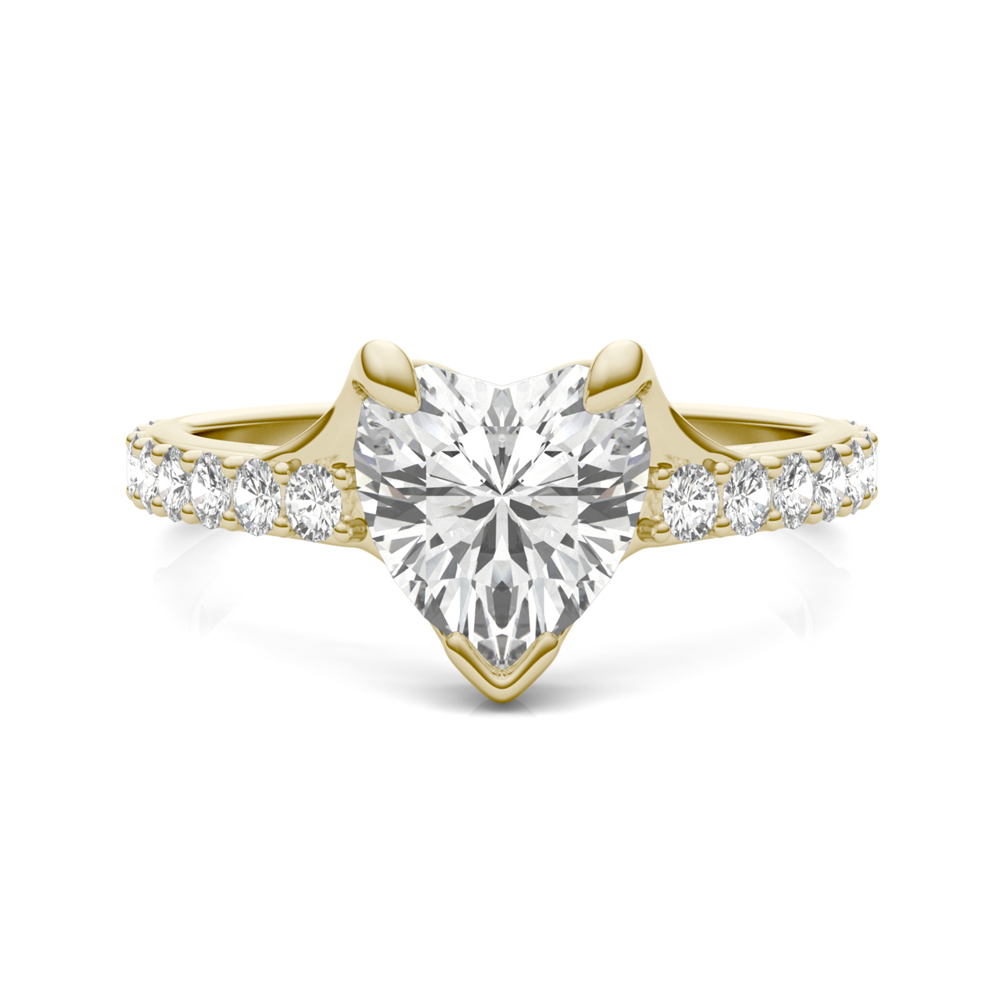 Forever One® Lab-Created Moissanite Engagement Ring in 14K Yellow Gold