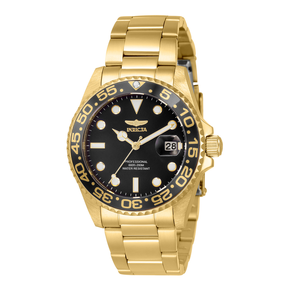 Invicta Diver Black Watch Gold Stainless Steel