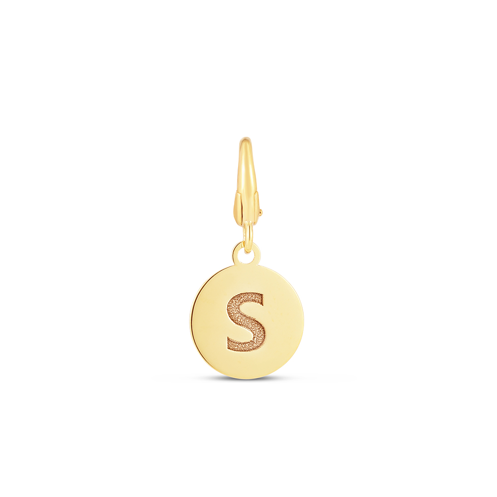 Initial Charm Disc with Letter “Z” in 10K Yellow Gold