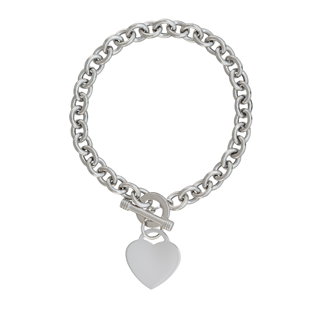 Monogram Sterling Silver Bracelet with Rollo Chain