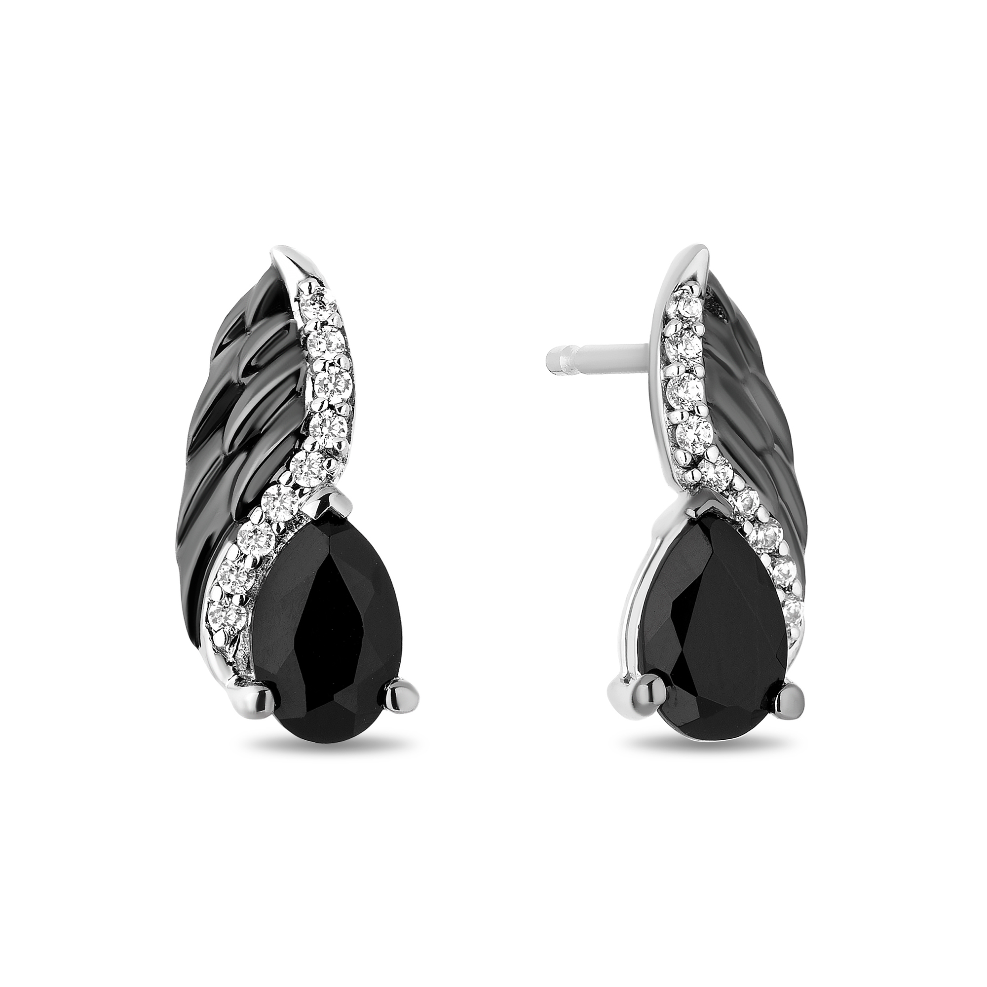 Enchanted Disney Maleficent Onyx and Diamond Earrings